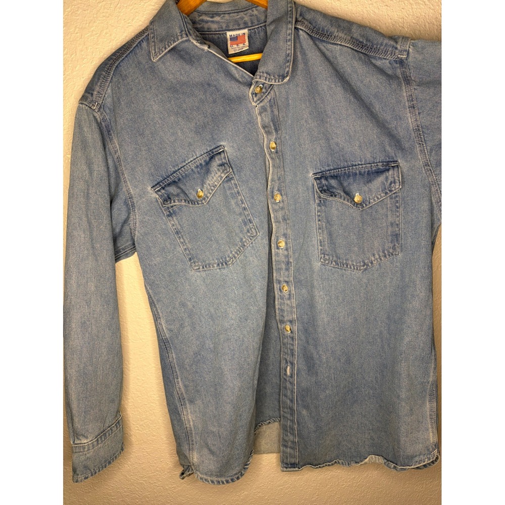 Rare Vintage  Denim Button Down Shirt Women XL Blue Excellent